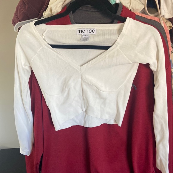 TIC TOC Tops - 5 for $25 SALE Tic toc white basic cropped long sleeve top